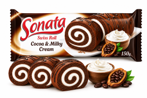 KBF-540. "Sonata" Swiss Roll with Cocoa & Milky Cream