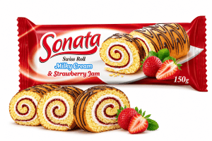 KBF-541. "Sonata" Swiss Roll with Strawberry Jam & Milky Flavor