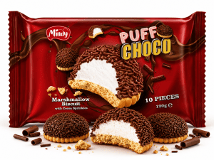 KBF-310 "Mindy" Puff Choco Marshmallow Biscuits with Cocoa Sprinkles