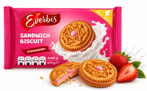 KBF-415. "Everbis" Sandwich Cookies with Strawberry Flavor